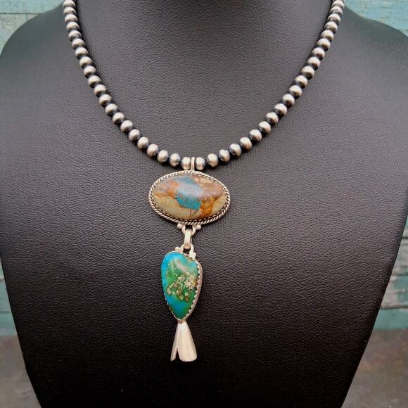 Royston Ribbon Sonoran Gold Turquoise Necklace Sterling Silver Southwestern